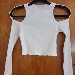 Women's White Cold Shoulder Crop Top